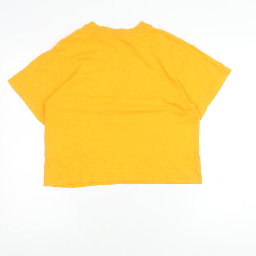 Nike Teens Yellow Loose Fit Cotton T-Shirt Size L Short Sleeve