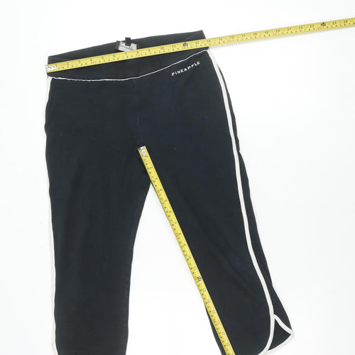 Pineapple Womens Black Track Pants S Dance Yoga Activewear Cotton