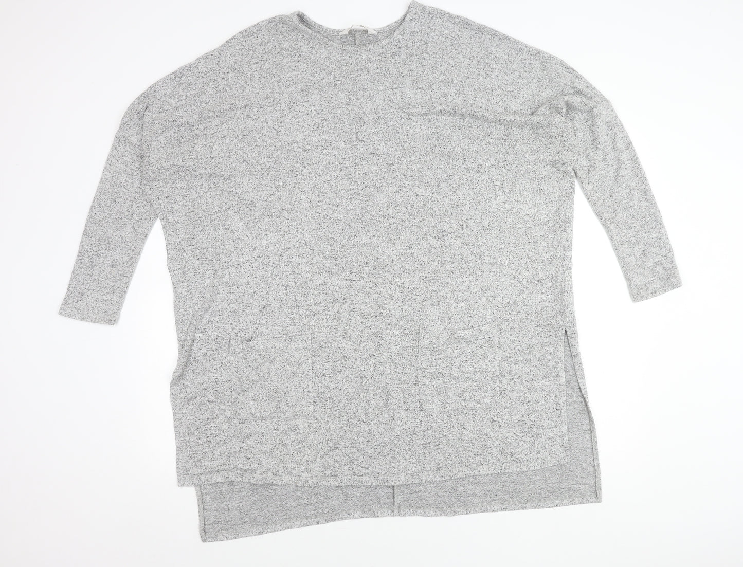 Apricot Women’s Grey Tunic Jumper Size 12 Crew Neck Relaxed Fit