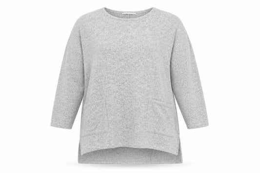 Front view of Apricot Women’s Grey Tunic Jumper, size UK 12, Crew Neck Relaxed Fit