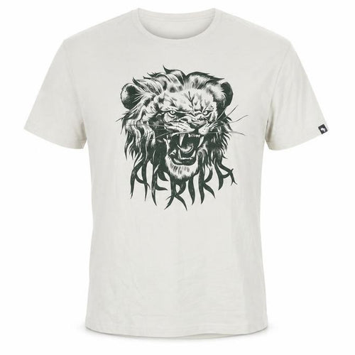 Afrika Joe Men's Beige Lion Graphic T-Shirt Size L Cotton Blend