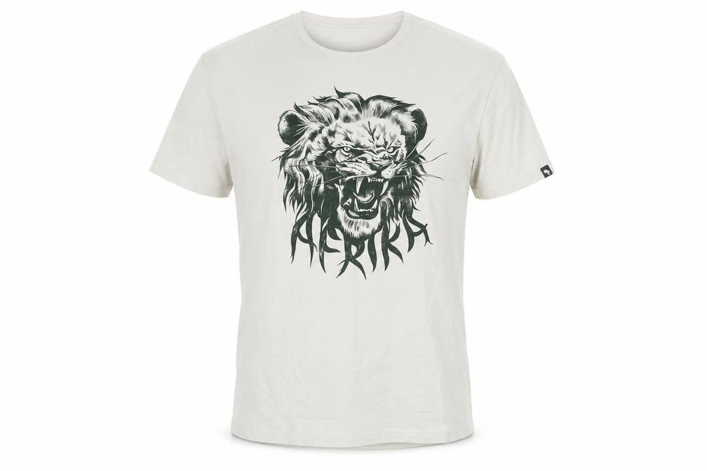 Afrika Joe Men's Beige Lion Graphic T-Shirt Size L Cotton Blend