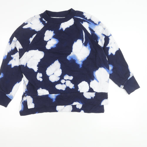 Kin Womens Blue Tie Dye Cotton Pullover Sweatshirt XS