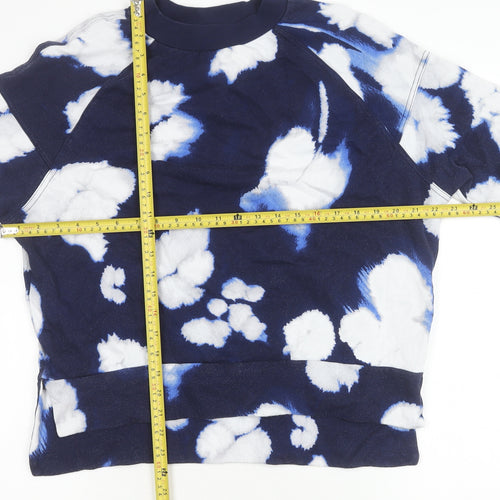 Kin Womens Blue Tie Dye Cotton Pullover Sweatshirt XS