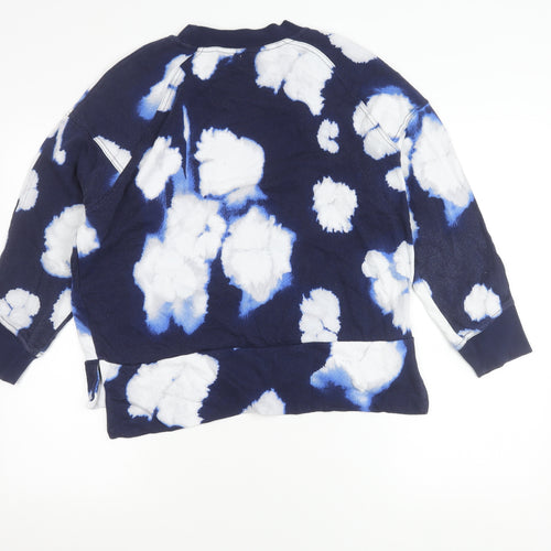 Kin Womens Blue Tie Dye Cotton Pullover Sweatshirt XS