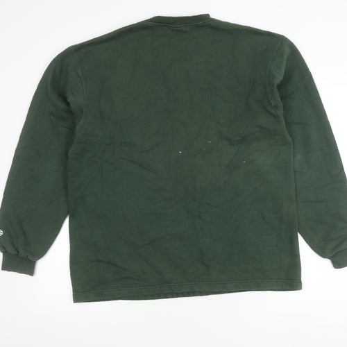 Champion Men’s Green Sweatshirt Size M Pullover V-Neck Logo