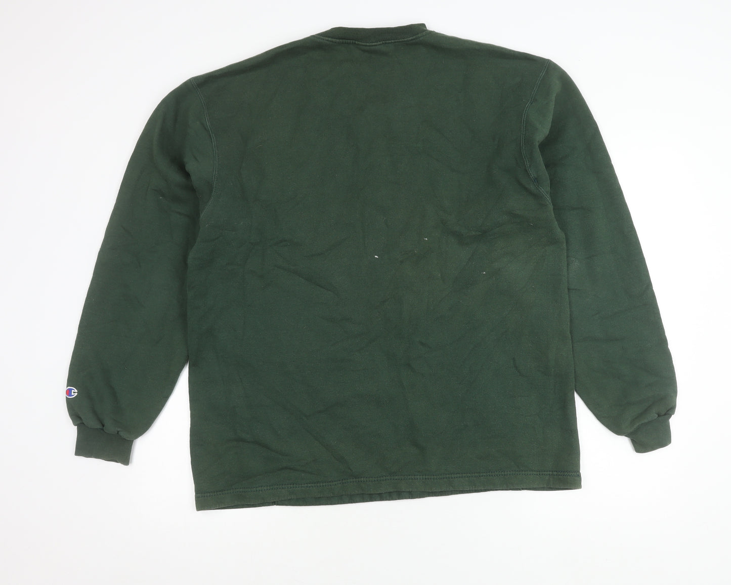 Champion Men’s Green Sweatshirt Size M Pullover V-Neck Logo