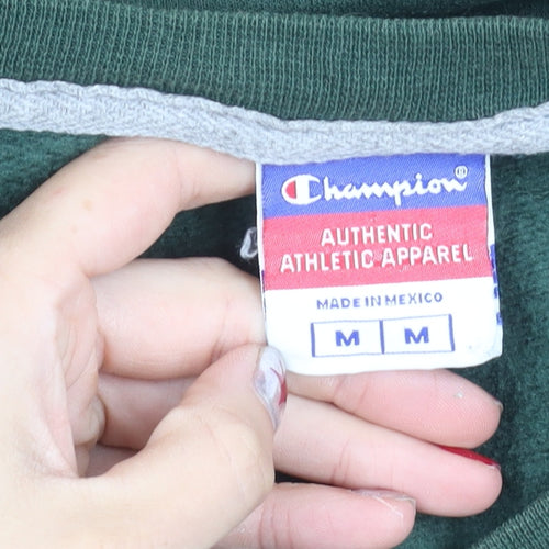 Champion Men’s Green Sweatshirt Size M Pullover V-Neck Logo