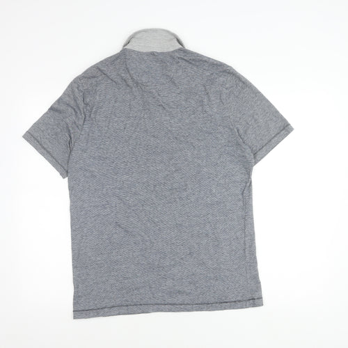 Penguin Mens Grey Cotton Polo Shirt L Short Sleeve Logo