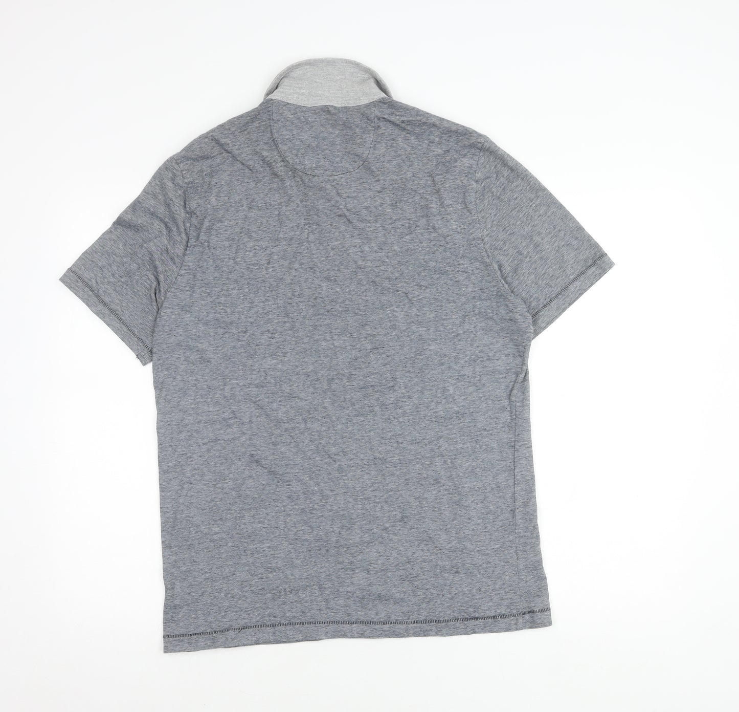 Penguin Mens Grey Cotton Polo Shirt L Short Sleeve Logo