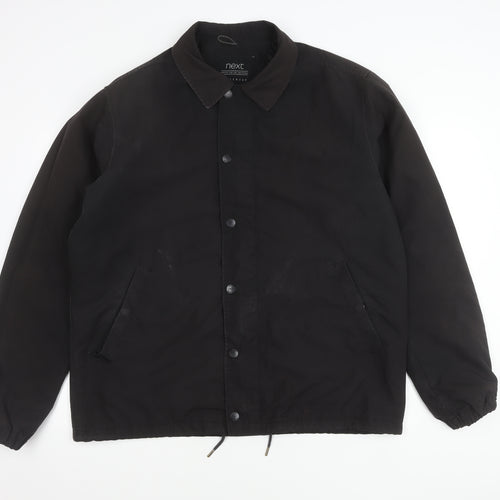 Next Men's Black XL Basic Jacket Polyester Snap Fastening