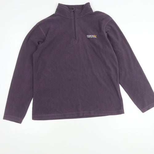 Regatta Womens Purple Fleece Sweatshirt UK 12 1/4 Zip Outdoor Pullover