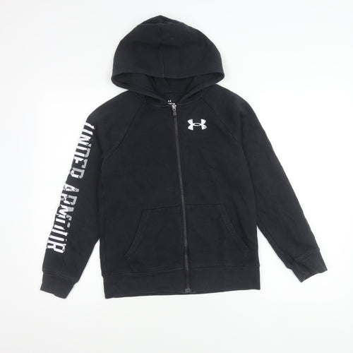 Under Armour Boys Black Full Zip Hoodie Jacket, Size 10-11 Years