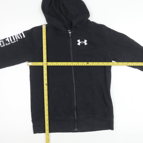 Under Armour Boys Black Full Zip Hoodie Jacket, Size 10-11 Years