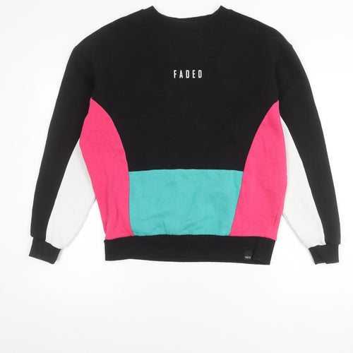 Faded Womens Small Multicoloured Crew Neck Sweatshirt