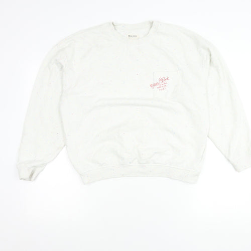Saltrock Womens White Speckled Cotton Blend Pullover Sweatshirt S