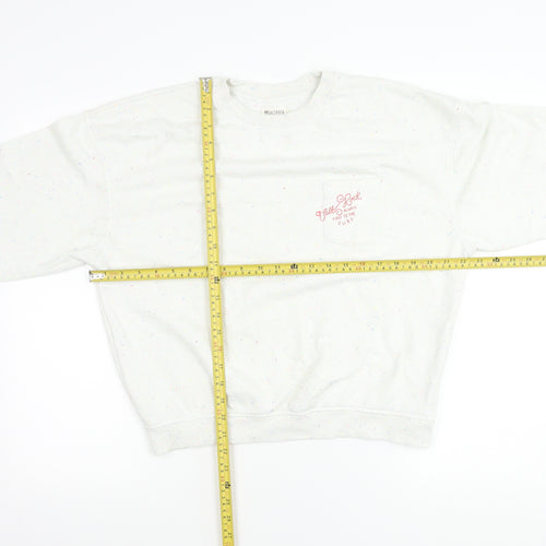 Saltrock Womens White Speckled Cotton Blend Pullover Sweatshirt S