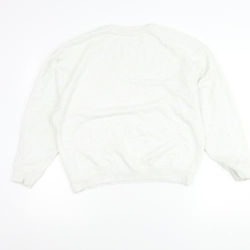 Saltrock Womens White Speckled Cotton Blend Pullover Sweatshirt S