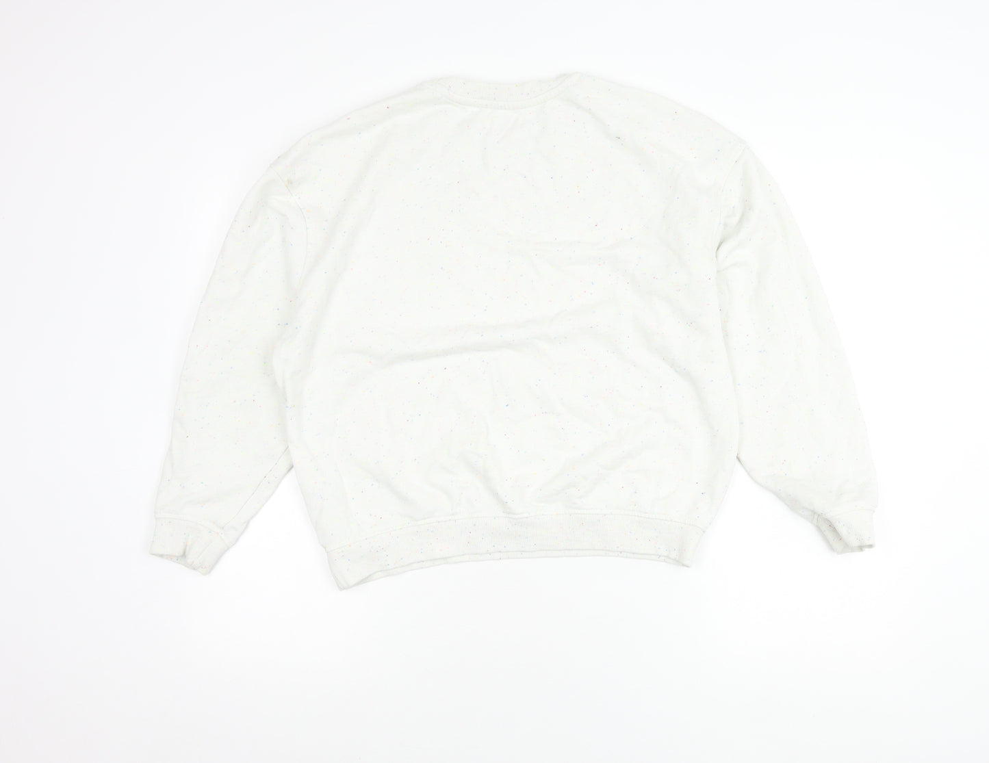 Saltrock Womens White Speckled Cotton Blend Pullover Sweatshirt S