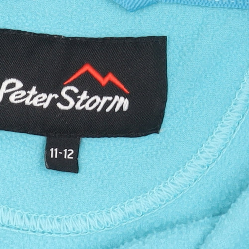 Peter Storm Girls Blue Fleece Pullover Sweatshirt 11 Years Hiking Outdoor