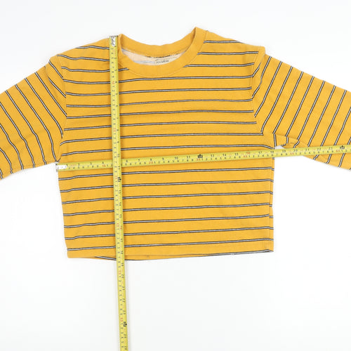 Pull&Bear Womens Yellow Striped Cotton Pullover Jumper Size 8