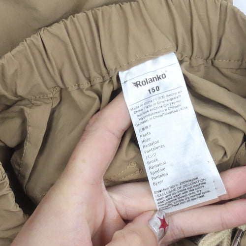 Rolanko Boys Beige Cargo Trousers 12 Years Elastic Waist Nylon