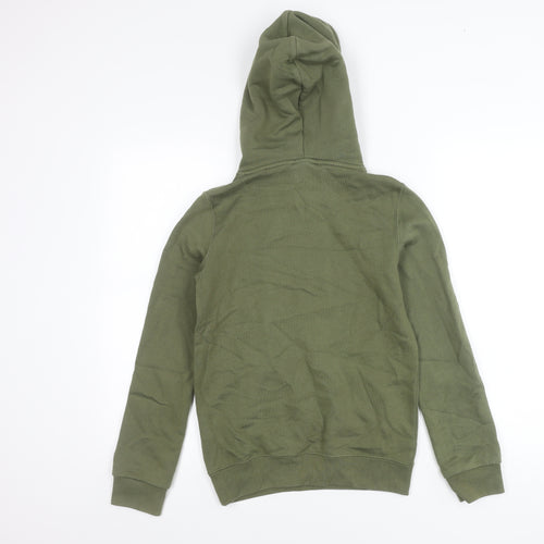 WESC Womens Green XS Pullover Hoodie Logo Print Cotton Blend