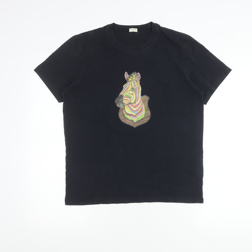 Paul Smith Men’s Black Zebra Graphic Cotton T-Shirt Size S
