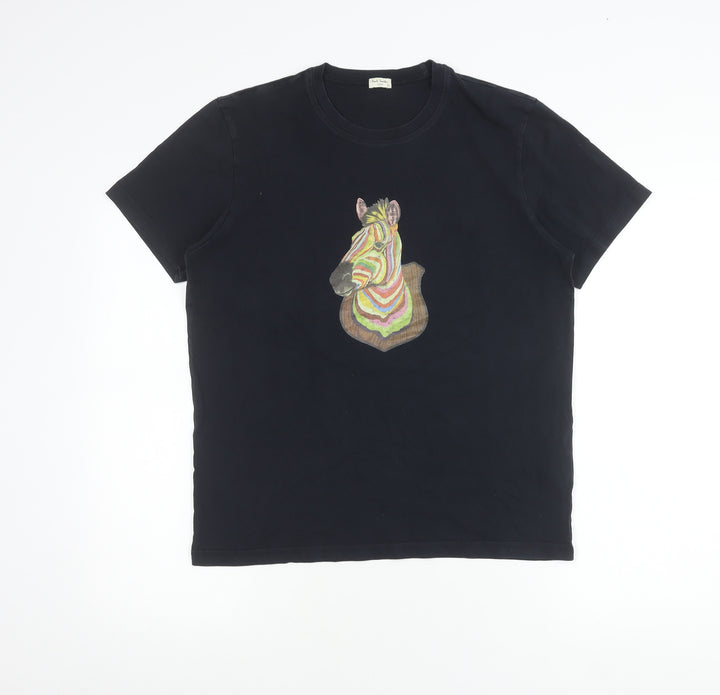 Paul Smith Men’s Black Zebra Graphic Cotton T-Shirt Size S