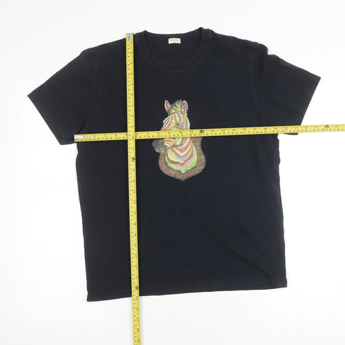 Paul Smith Men’s Black Zebra Graphic Cotton T-Shirt Size S
