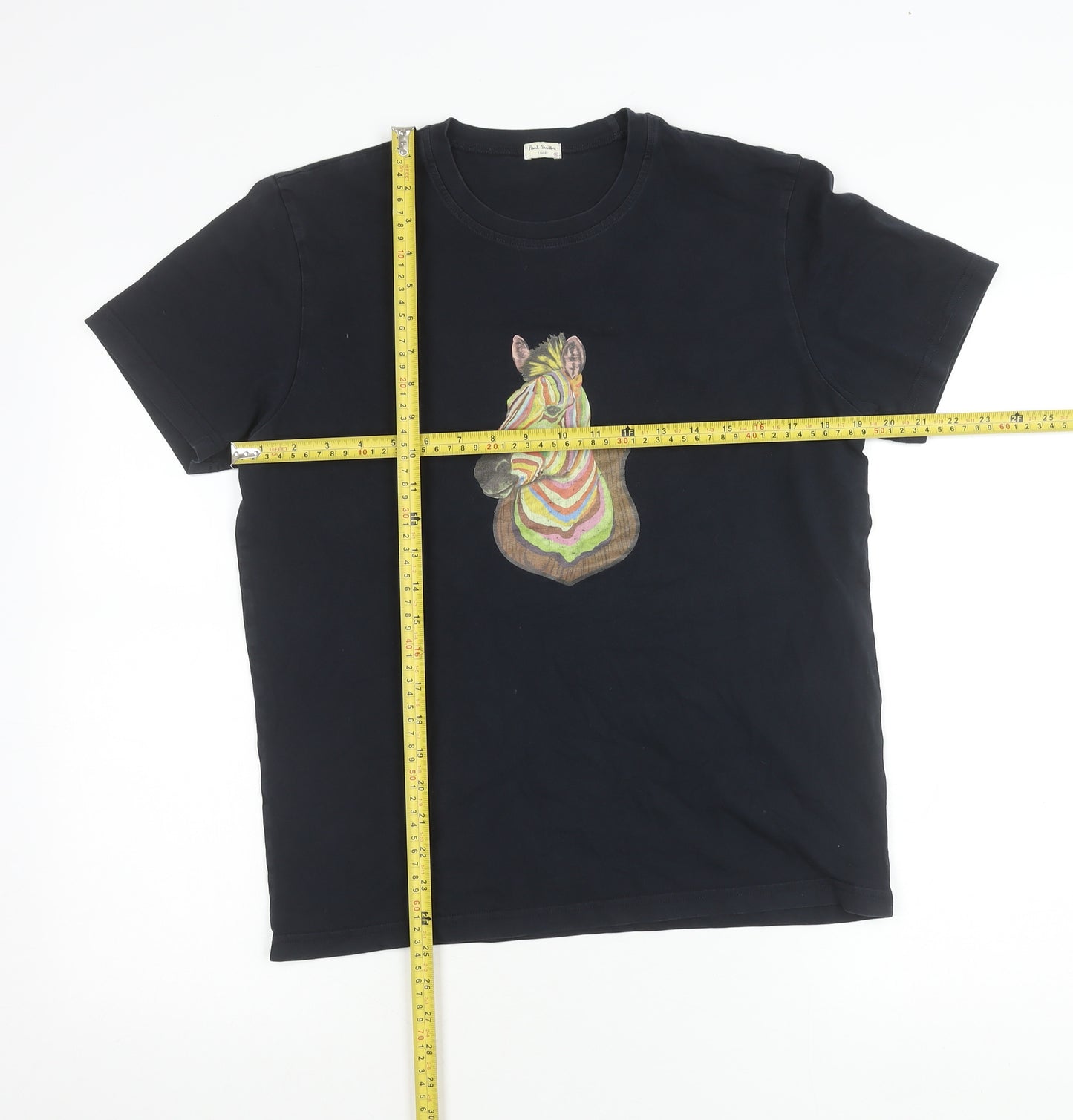Paul Smith Men’s Black Zebra Graphic Cotton T-Shirt Size S