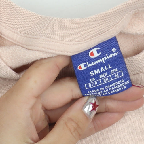 Champion Women’s Pink Small Pullover Sweatshirt Logo Crew Neck