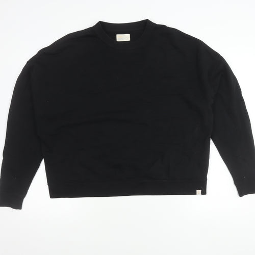 TKEES Womens Black Cotton Pullover Sweatshirt Size S Relaxed Fit