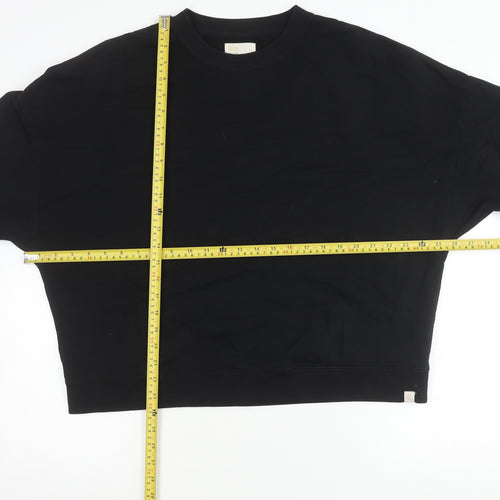 TKEES Womens Black Cotton Pullover Sweatshirt Size S Relaxed Fit