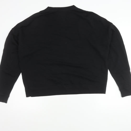 TKEES Womens Black Cotton Pullover Sweatshirt Size S Relaxed Fit
