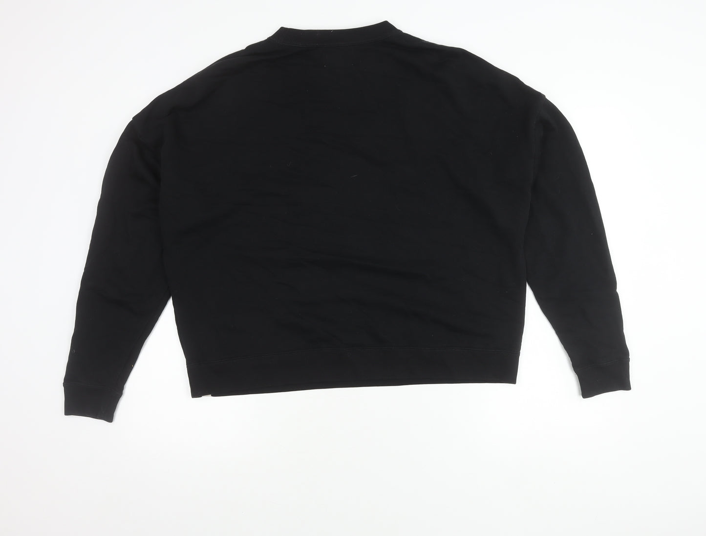 TKEES Womens Black Cotton Pullover Sweatshirt Size S Relaxed Fit