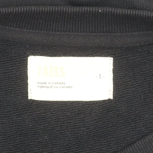 TKEES Womens Black Cotton Pullover Sweatshirt Size S Relaxed Fit
