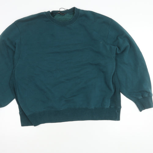 Zara Womens Green L Pullover Sweatshirt Crew Neck Long Sleeve