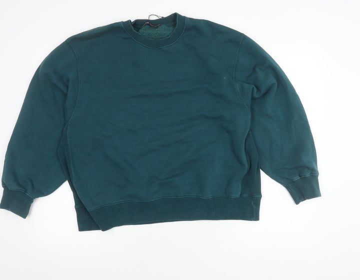 Zara Womens Green L Pullover Sweatshirt Crew Neck Long Sleeve