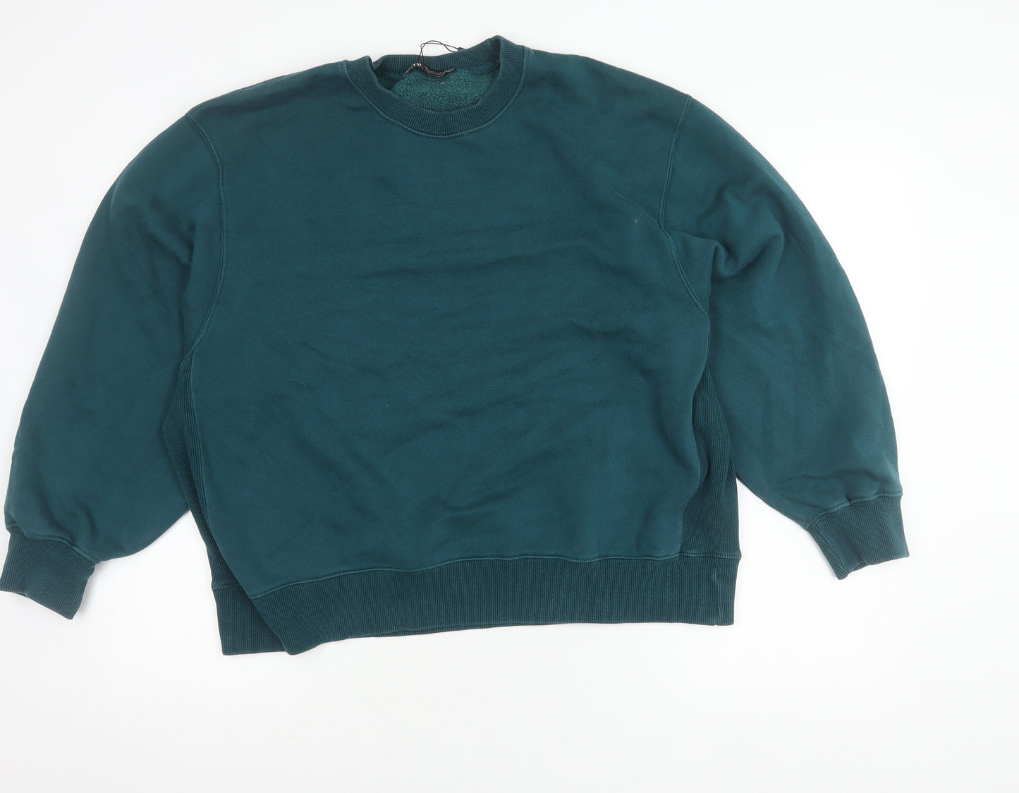 Zara Womens Green L Pullover Sweatshirt Crew Neck Long Sleeve
