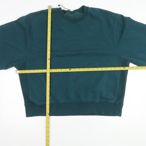 Zara Womens Green L Pullover Sweatshirt Crew Neck Long Sleeve