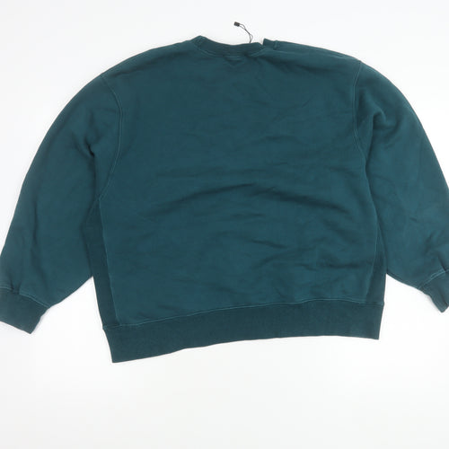 Zara Womens Green L Pullover Sweatshirt Crew Neck Long Sleeve