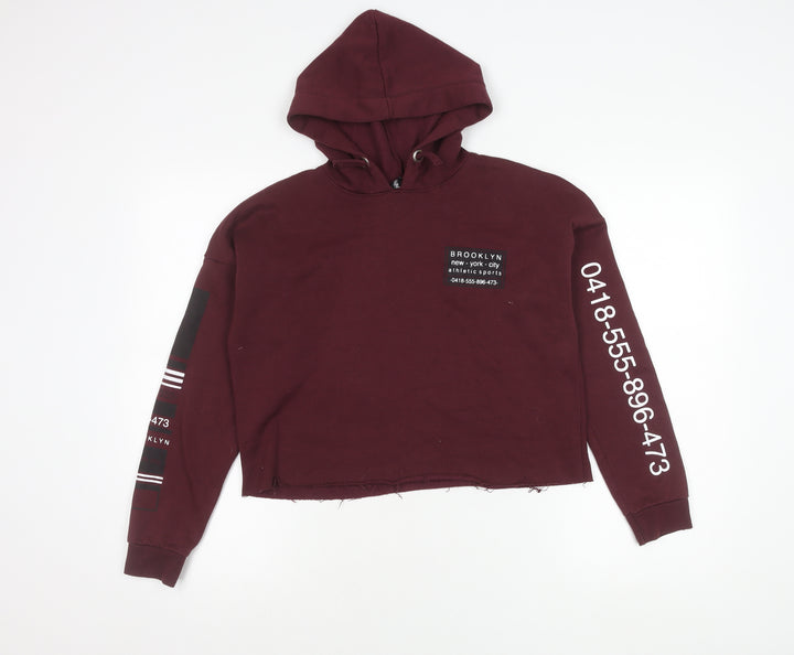 New Look Girls Red Pullover Hoodie 14-15 Yrs Brooklyn Graphic Print