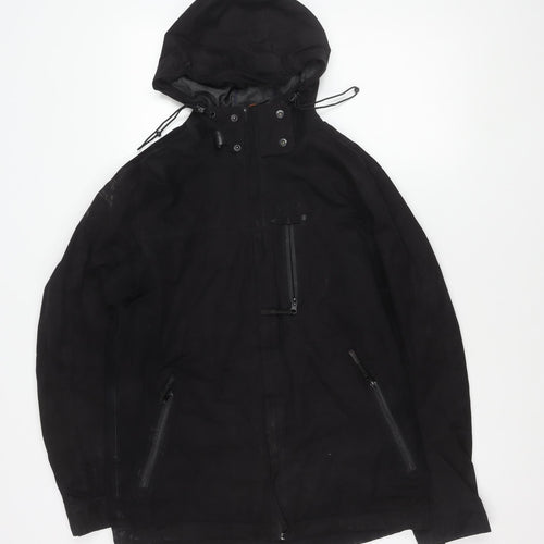 F.F.P Men’s Black Parka Jacket Small Hooded Casual Coat