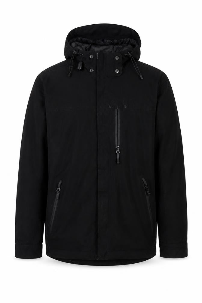 F.F.P Men’s Black Parka Jacket Small Hooded Casual Coat