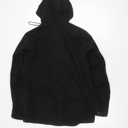 F.F.P Men’s Black Parka Jacket Small Hooded Casual Coat