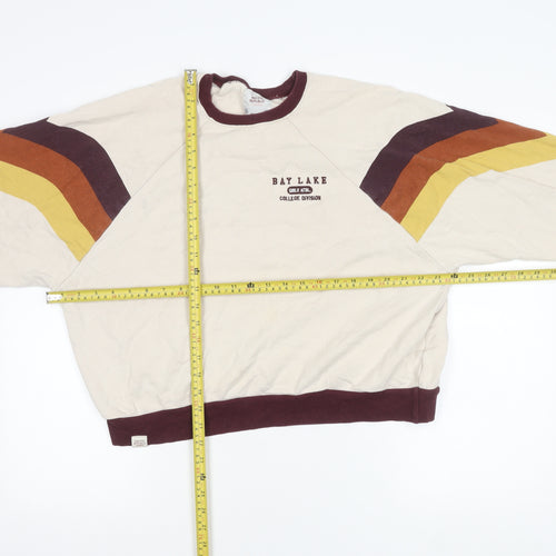 Pull&Bear Womens Beige XS Colourblock Crew Neck Pullover Sweatshirt