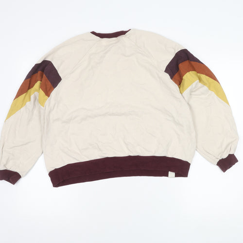 Pull&Bear Womens Beige XS Colourblock Crew Neck Pullover Sweatshirt