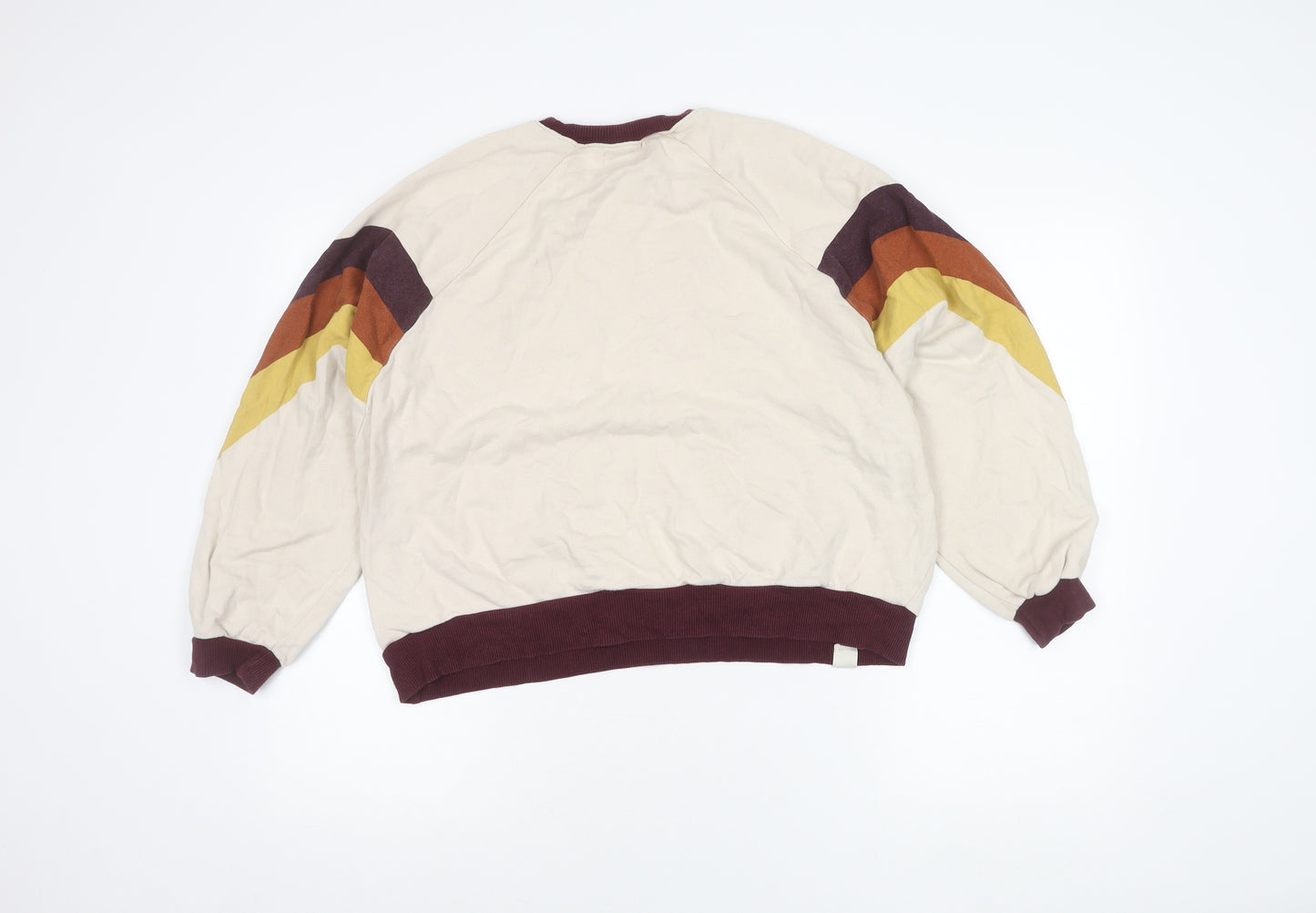 Pull&Bear Womens Beige XS Colourblock Crew Neck Pullover Sweatshirt