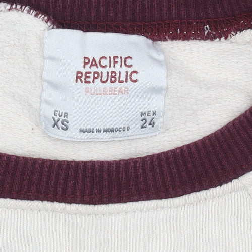 Pull&Bear Womens Beige XS Colourblock Crew Neck Pullover Sweatshirt